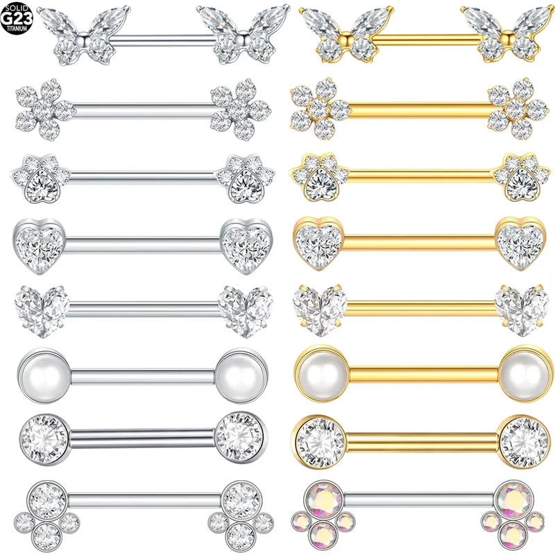 G23 Titanium Nipple Barbell Piercing Ring - Internally Threaded Body Jewelry