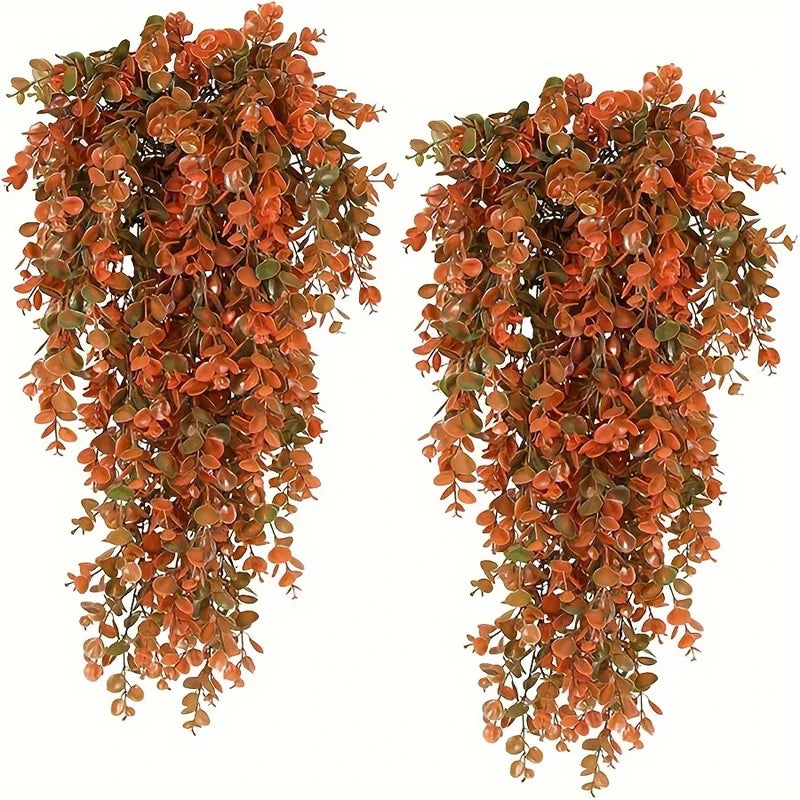 2pcs Artificial Flower Hanging Wall Decor for Home Garden Autumn Halloween