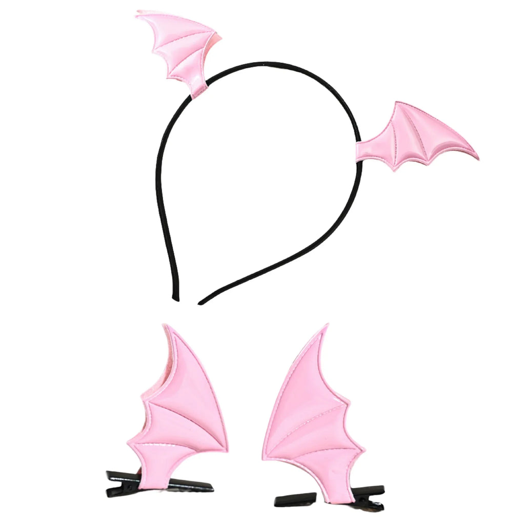 Halloween Bat Devil Headband Hair Clip Set for Women & Kids - Festival Costume Accessory