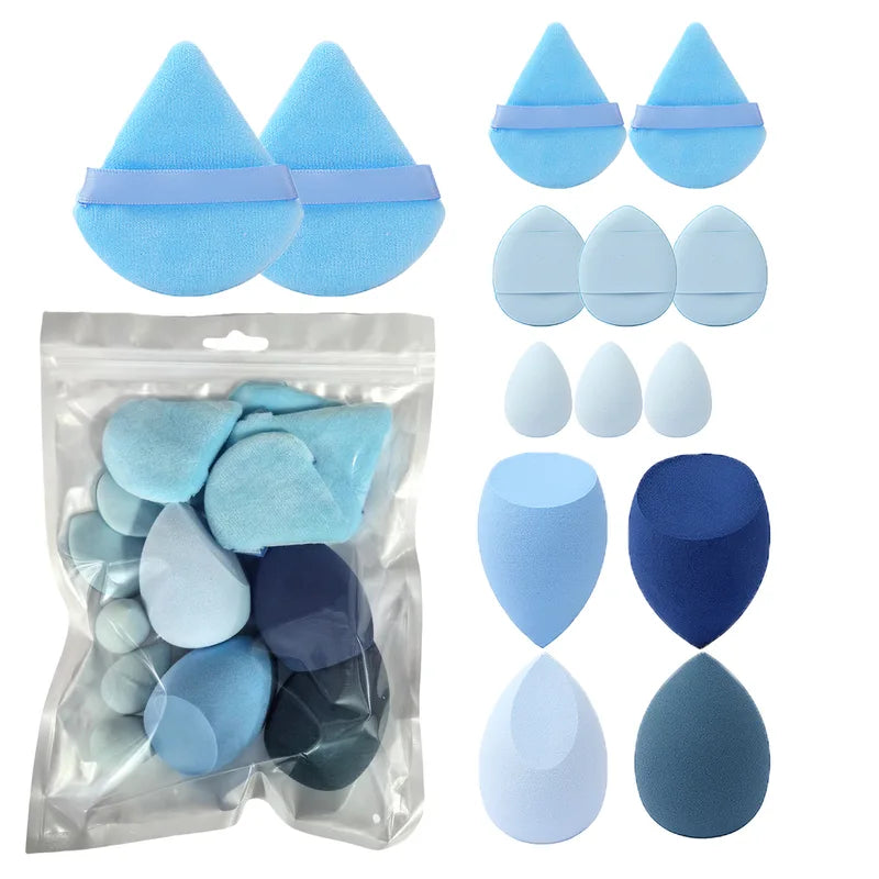 14-Piece Makeup Sponge Set Velvet Triangel Foundation Powder Puffs - Multiple Colors