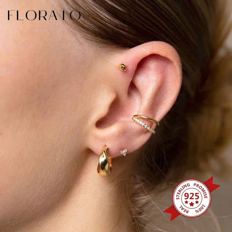 Minimalist CZ Ear Clips No Piercing Gold Silver Jewelry for Women