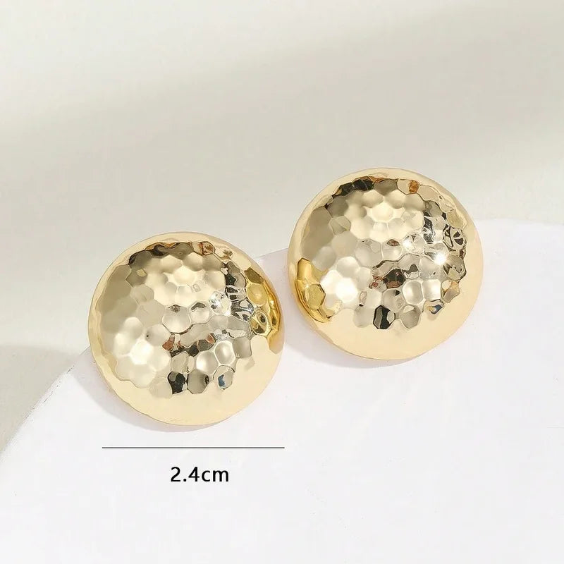 Gold Half Ball C-Shape Earrings for Women Geometric Statement Jewelry