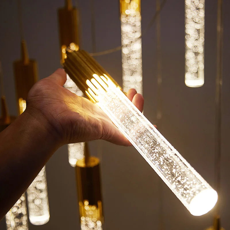 Modern Crystal Pendant Light Fixture for Living Room and Bedroom - Adjustable Color & Brightness
