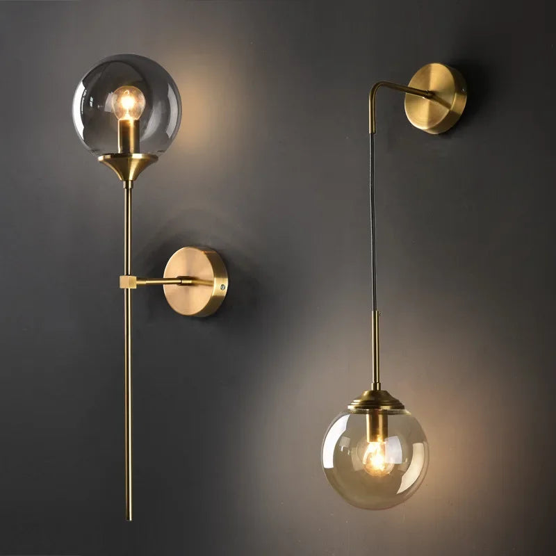 Modern Glass Wall Lamp Creative Golden Sconce Nordic Lighting Fixture for Home Bedroom Living Room Kitchen