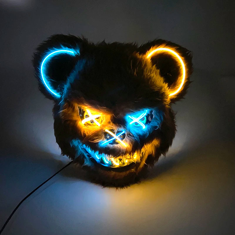 Glowing Halloween Horror Mask with Flashing Neon Light for Cosplay and Parties