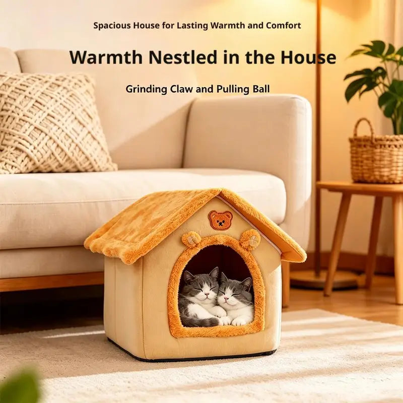 Warm Winter Pet House for Small Dogs and Cats - Washable & Detachable