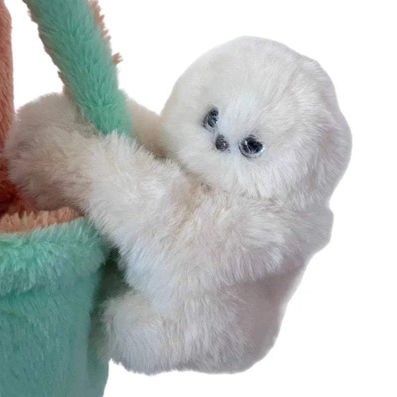 Cute Owl Plush Pendant Keychain - Soft Fluffy Bag Charm & Wristband