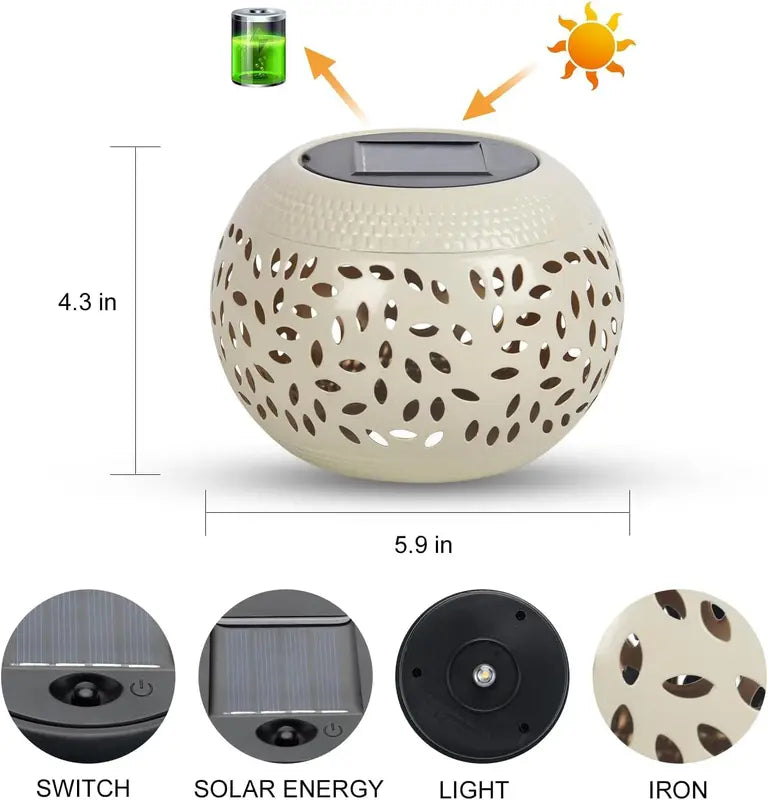 Solar Outdoor Lantern Table Light - Decorative Metal Lantern for Patio Garden
