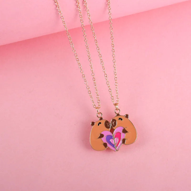 Cute Heart-Shaped Friendship Necklace Set for Girls - Best Friend Gift, Multiple Metal Colors