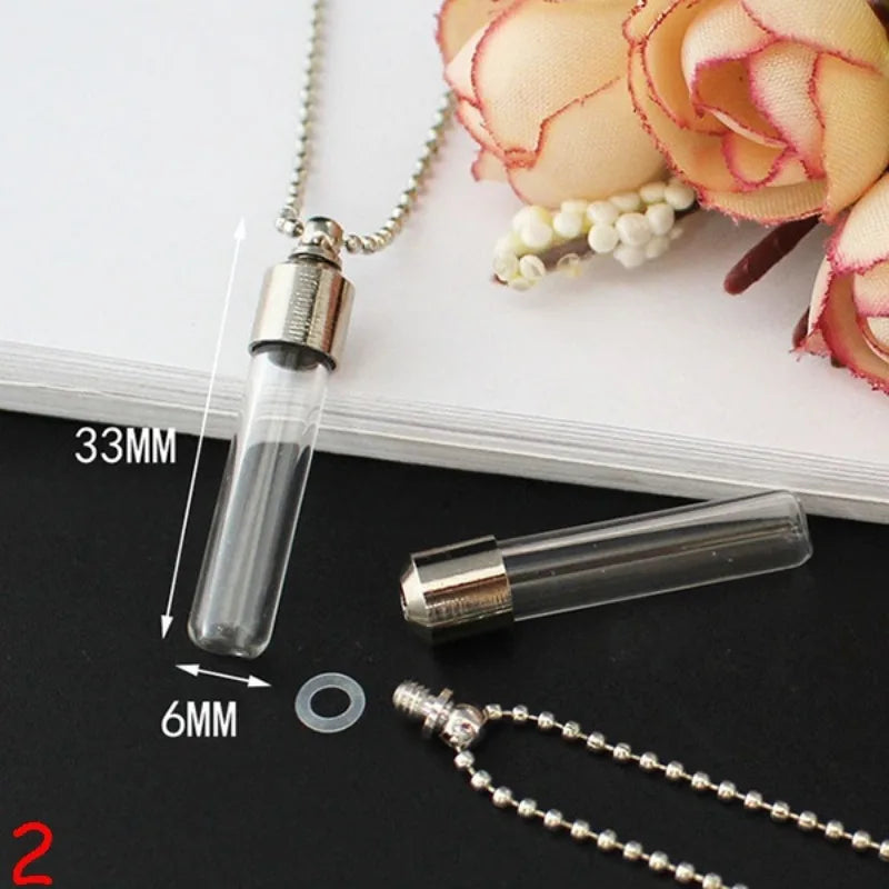 Glass Cremation Jewelry Urn Necklace for Ashes - Fillable Vial Pendant