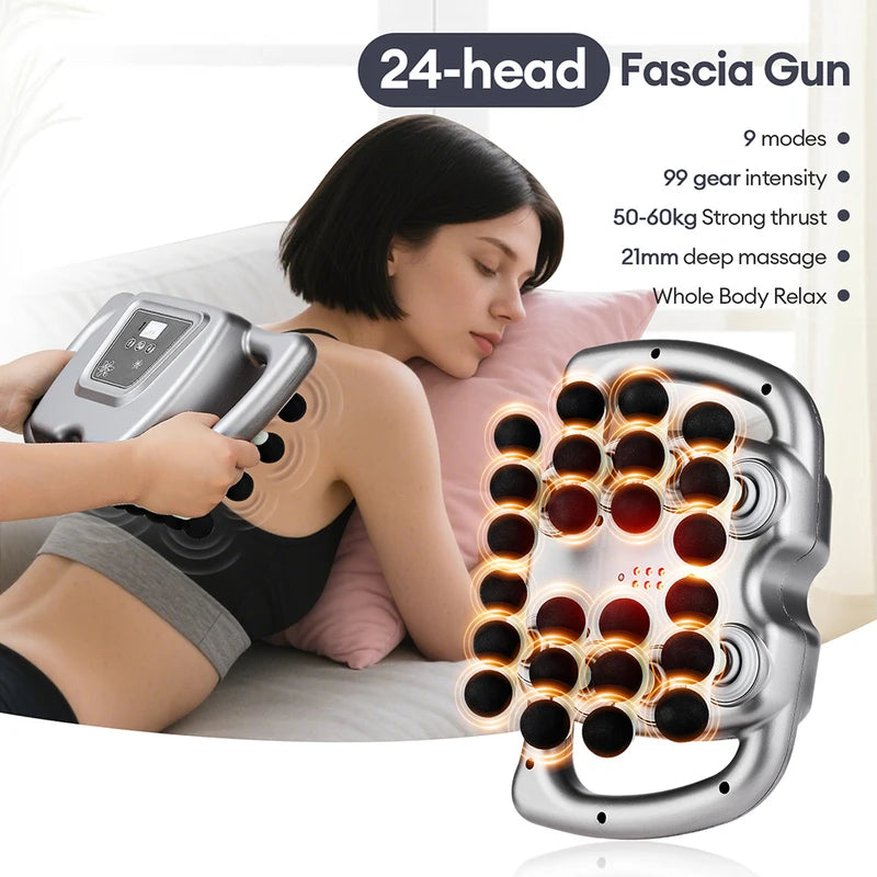 24-Head Fascia Gun with 9 Modes High Frequency Vibration Body Massager