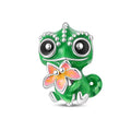 925 Sterling Silver Chameleon Flower Charms Beads Dangle for DIY Bracelets Women Jewelry Gift