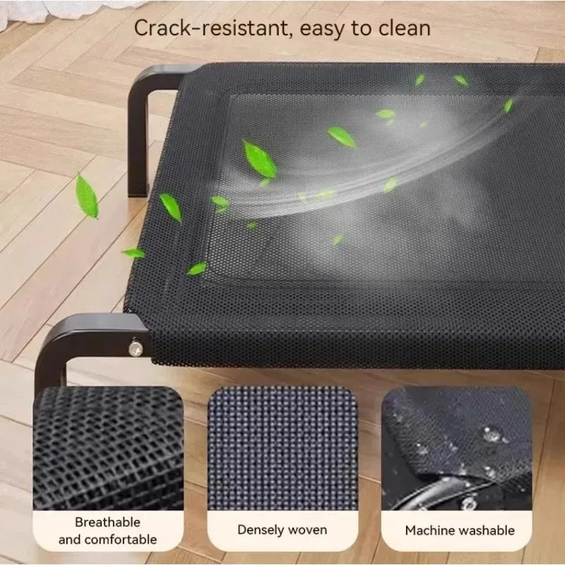 All-Season Foldable Dog Bed - Large & Small Pets Cooling Summer Camp Bed with Detachable Cover