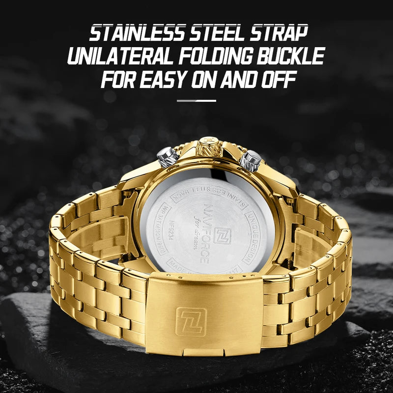 Men's Fashion Sport Waterproof Quartz Wrist Watch with Stainless Steel Strap