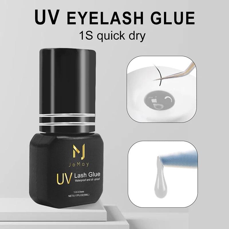 UV Eyelash Extension Adhesive - Fast Drying, Strong Hold, Long Lasting, Clear or Black