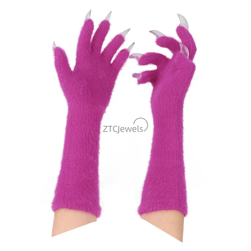 Halloween Animal Claw Gloves Long Nail Costume Prop for Cosplay & Parties