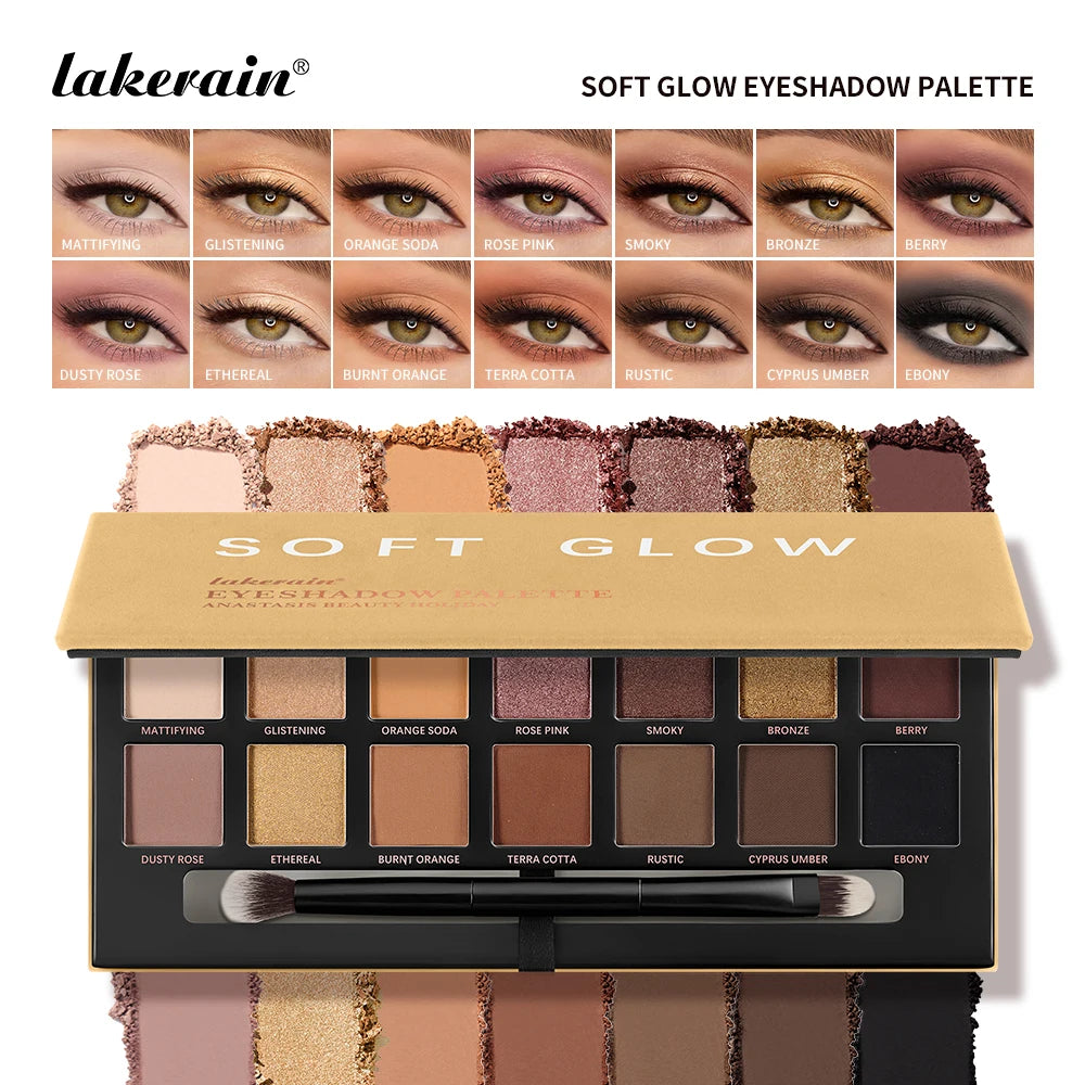 14-Color Soft Glow Eyeshadow Palette with Matte & Shimmer Shades - Long Lasting Natural Eye Makeup