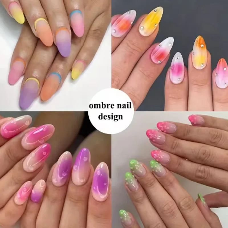 Mini Nail Art Sponge Set with Stainless Steel Clamps - 50pcs Gradient Colors