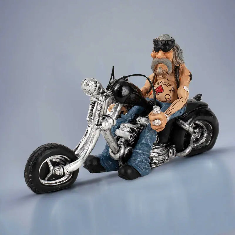 Funny Biker Resin Figurine – Motorcycle Rider Home Decor Statue, Desktop & Shelf Ornament