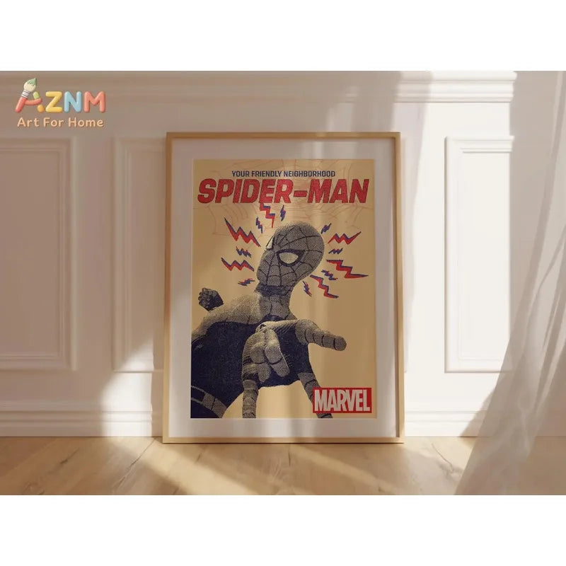 Retro Spider-Man Comic Poster Wall Art - Marvel Home Decor