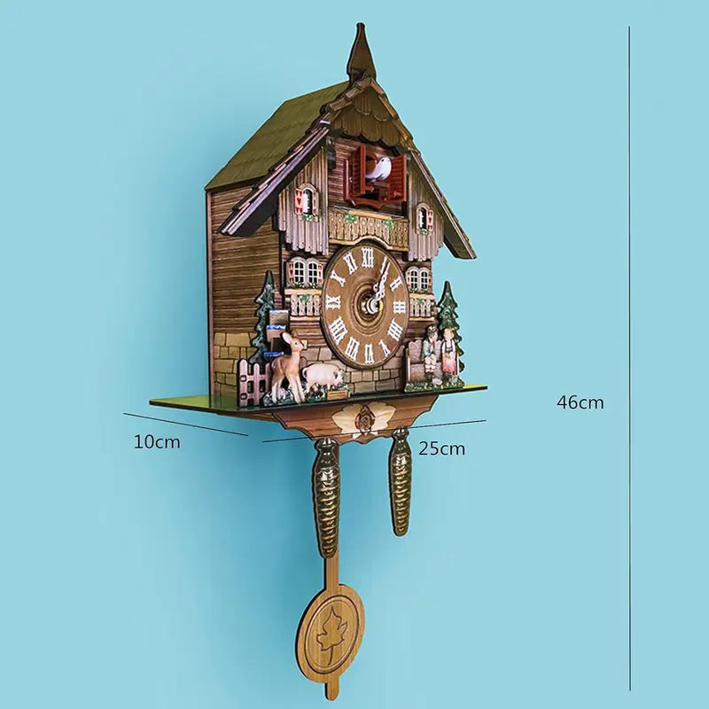 Nordic Wall Clock with Cuckoo Sound - Living Room Bedroom Office Decor