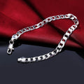 Sterling Silver 6MM Geometric Side Chain Bracelet for Men Women Jewelry Gift