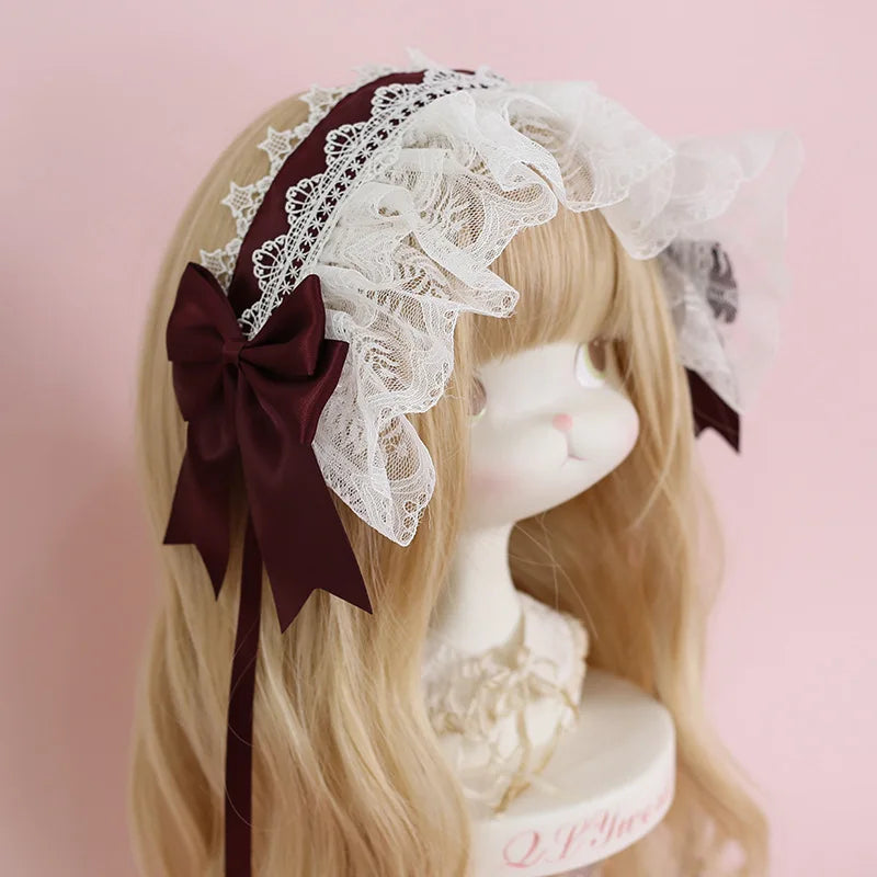 Lolita Headband Hair Accessories Lace Bow Hair Band for Girls & Women