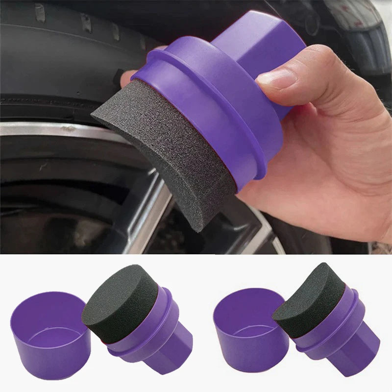 Car Tire Waxing Sponge Applicator Pad with Lid - Curved Detailing Brush