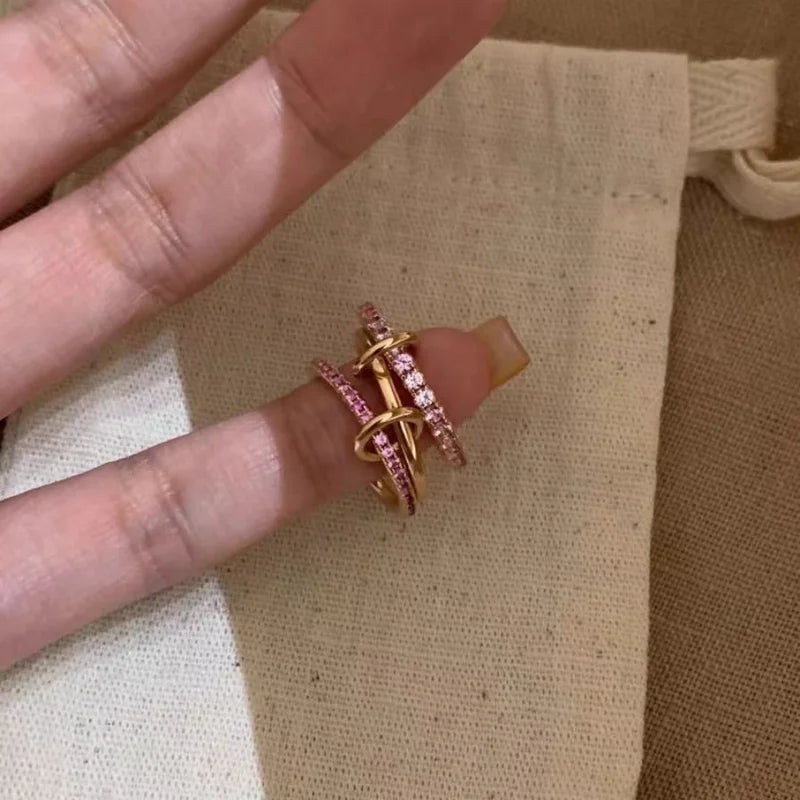 Pink Diamond Gold Ring - Personalized High-End Versatile Jewelry