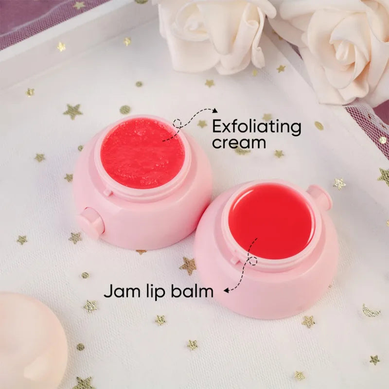 Vegan Tinted Lip Gloss with Brush - Portable Fruit Jam Lip Balm for Soft Lips