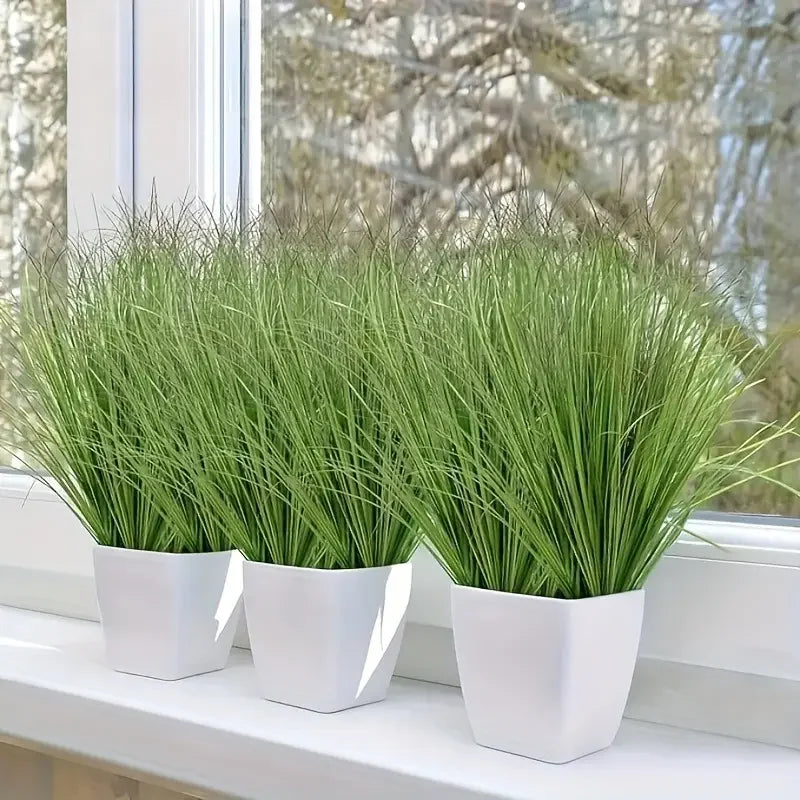 Artificial Onion Grass Fake Greenery for DIY Wedding & Garden Decor - Potted Indoor & Outdoor Plant Set