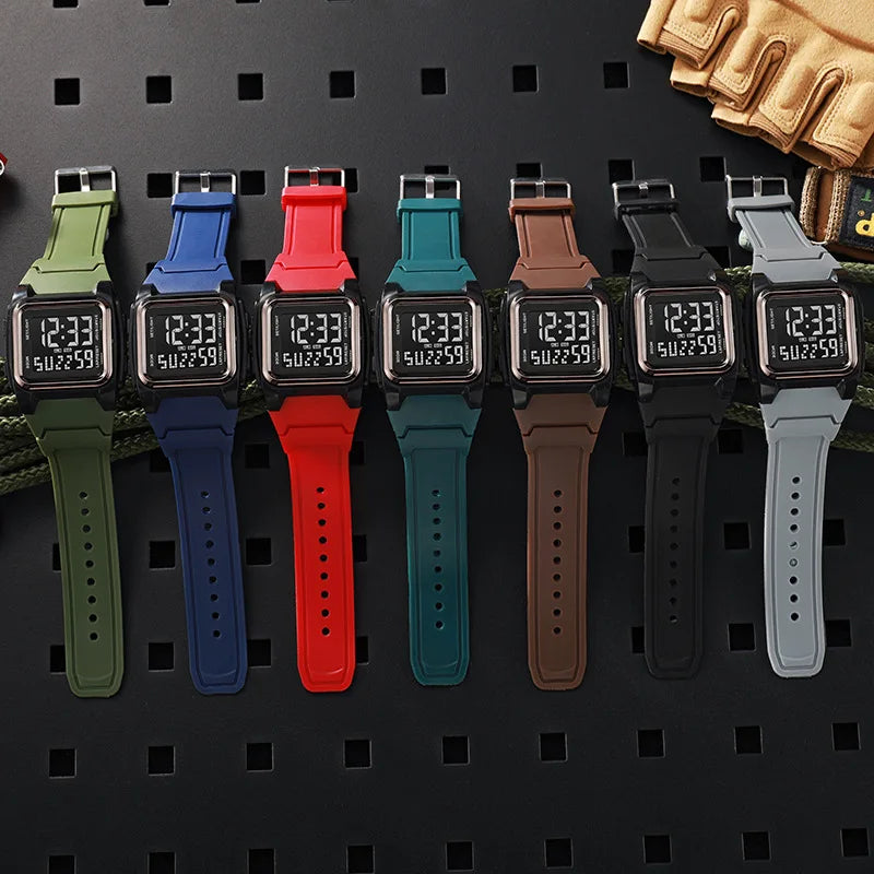 Men's Digital Sports Watch Waterproof LED Luminous Stopwatch Alarm Clock