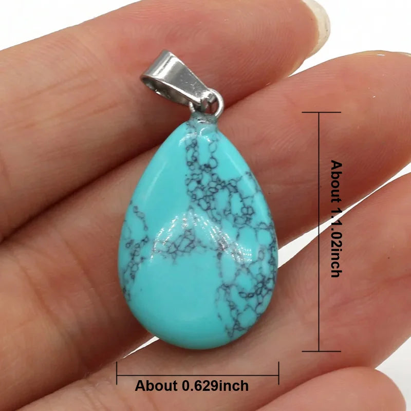 Natural Drop Shape Stone Pendant Crystal Jewelry Charm for DIY Making
