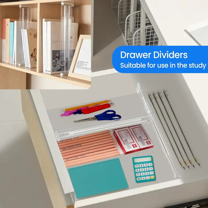 Adjustable Plastic Drawer Dividers Set for Kitchen Baby Office Storage