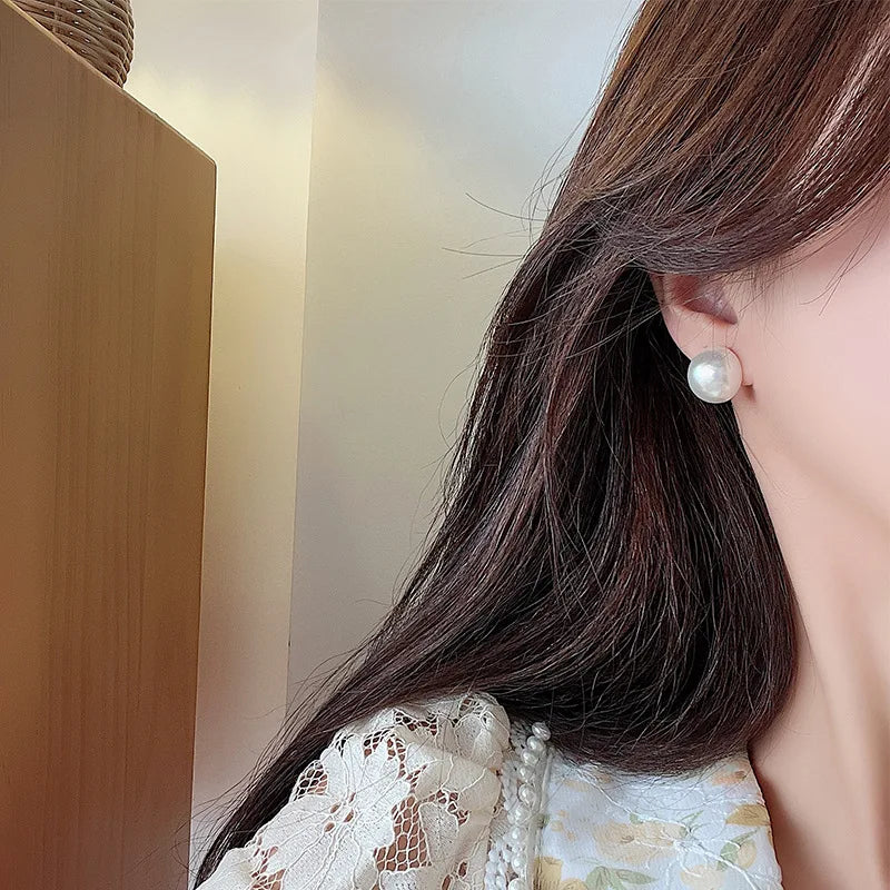 Minimalist 15mm White Simulated Pearl Clip-On Earrings for Women Wedding Party Jewelry