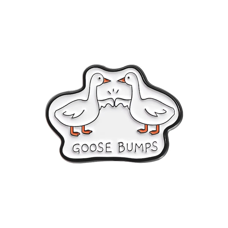 Cute Goose Bumps Enamel Pins - Cartoon Animal Brooches for Backpack & Hat