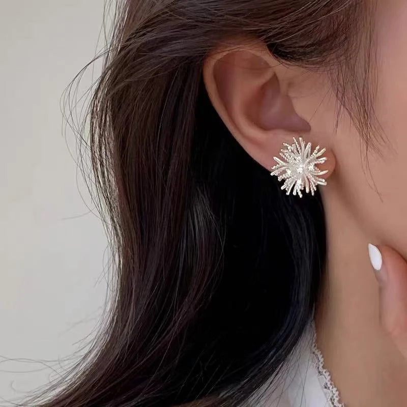 925 Silver Zircon Flower Stud Earrings for Women Party Jewelry