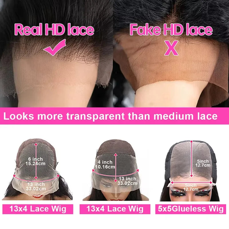 Long Peruvian Body Wave Human Hair Wigs 13x6 HD Lace Front & Frontal, Glueless Closure, Natural Color