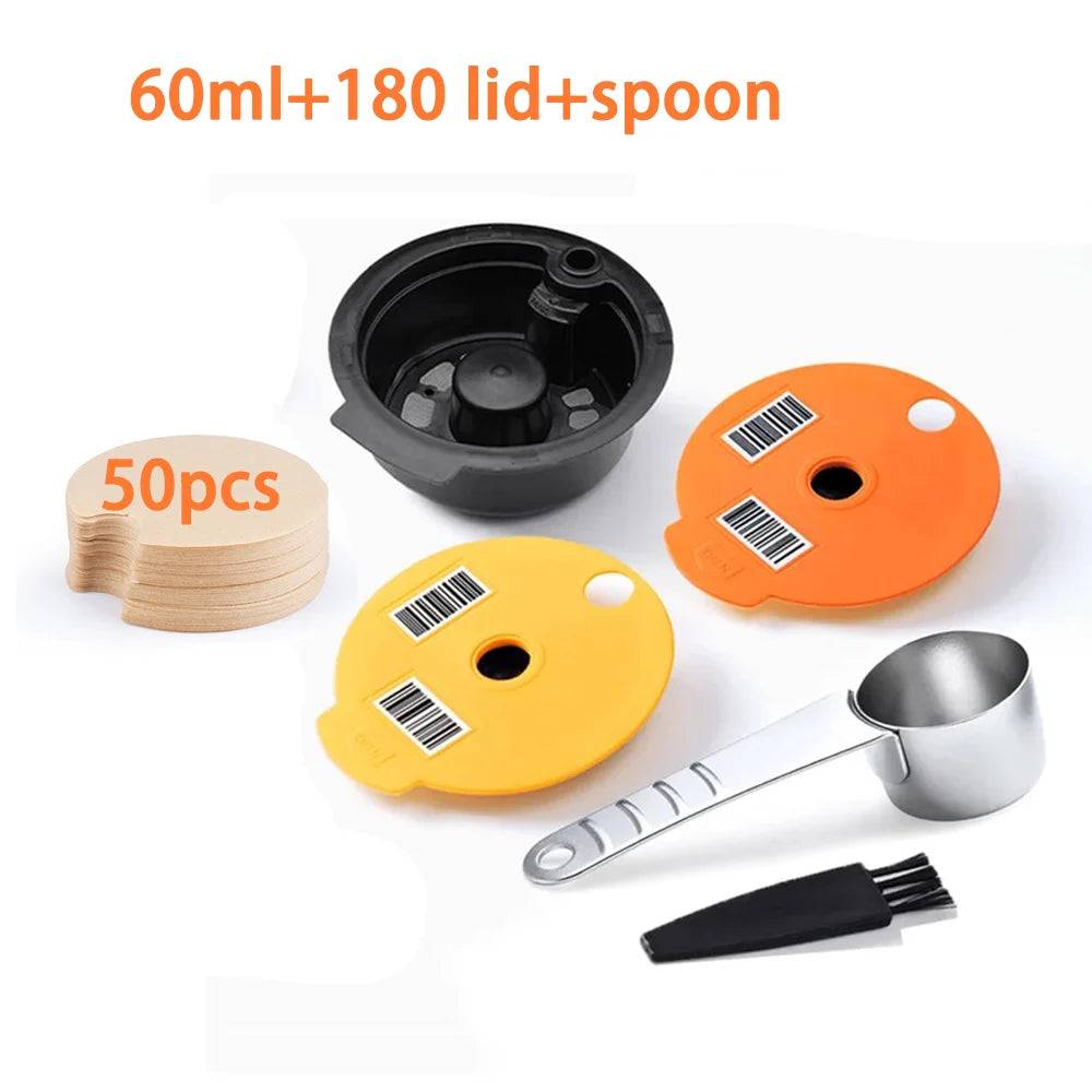 Reusable Coffee Capsule Filter Set for BOSCH Tassimo Machines - Silicone Lids & Bean Pods