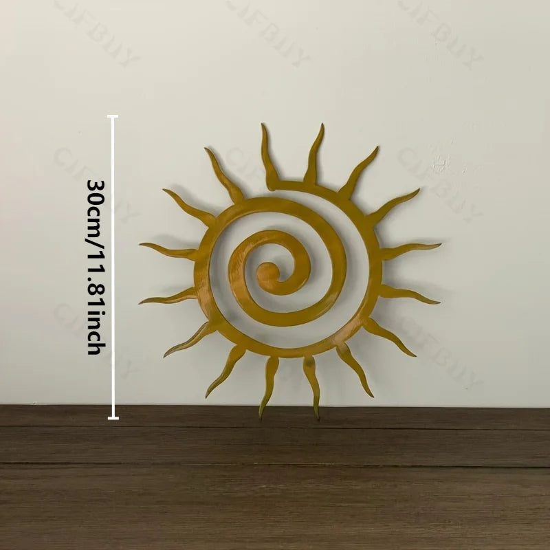 Antique Coiled Star Metal Wall Sculpture - Outdoor Courtyard & Holiday Decor