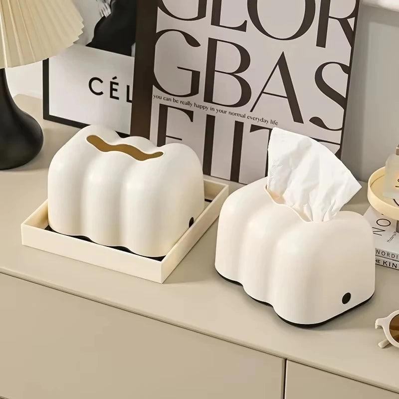 Wall-Mounted Tissue Box Holder with Removable Napkin Dispenser - Cream