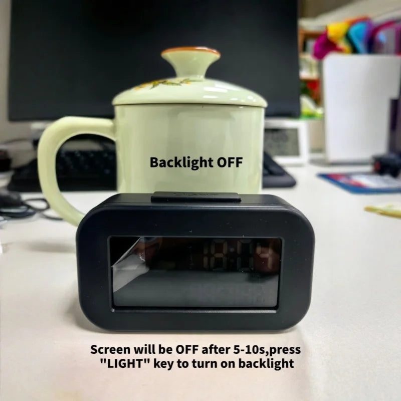 Mini Digital Alarm Clock with Backlight Temperature Humidity Week Display - Electronic LED Clock for Living Room