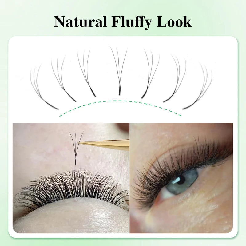 False Eyelash Extensions W-Shape 3D Premade Volume Fans for Lash Artists