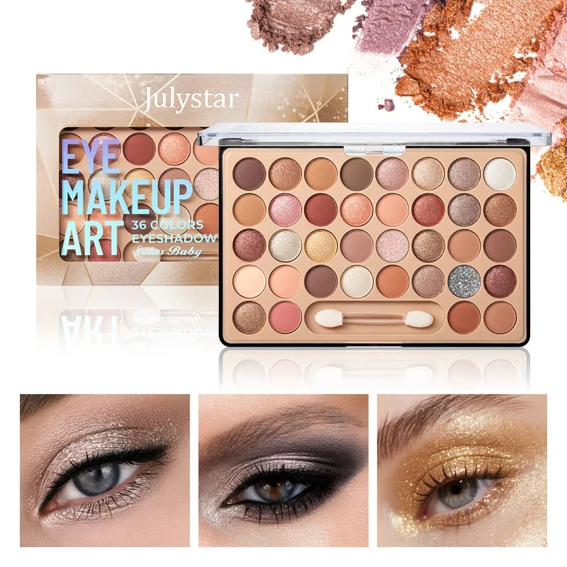 36-Shade Glitter Pearl Eyeshadow Palette for Stage & Party Makeup - Multi-Use