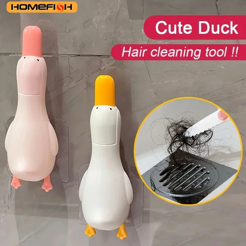 Dual-Head Bathroom Cleaning Clip with Drainage Hole - Cute Duck Design