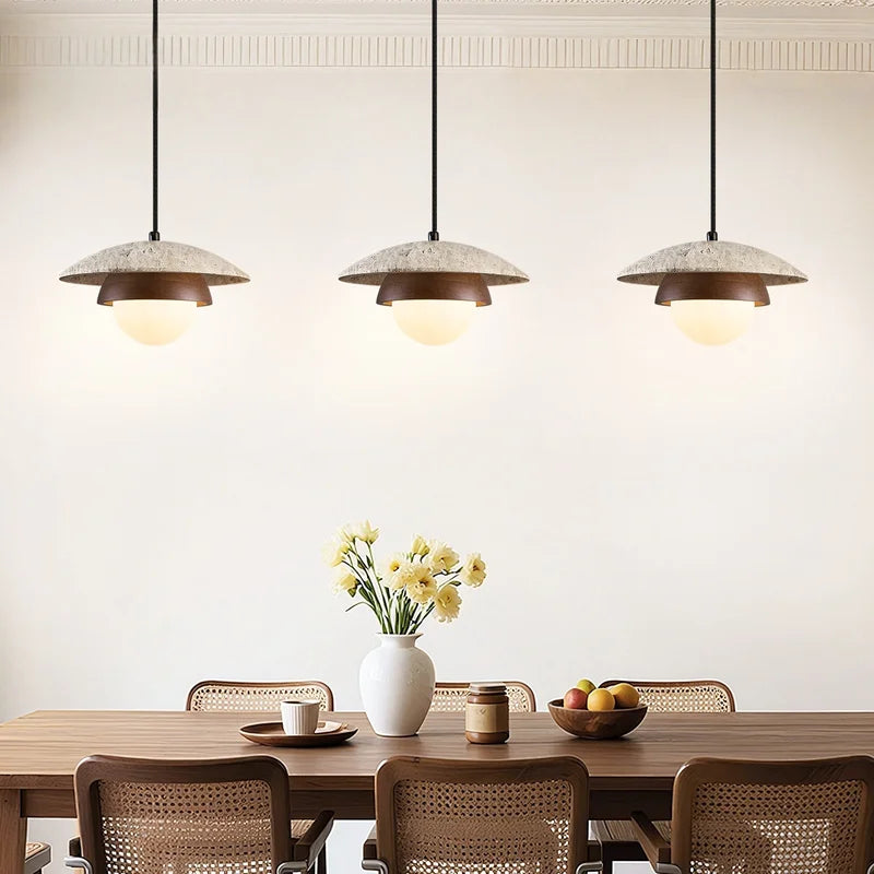 Nordic Modern LED Pendant Light for Indoor Living Dining Rooms Yellow Travertine Hanging Lamp