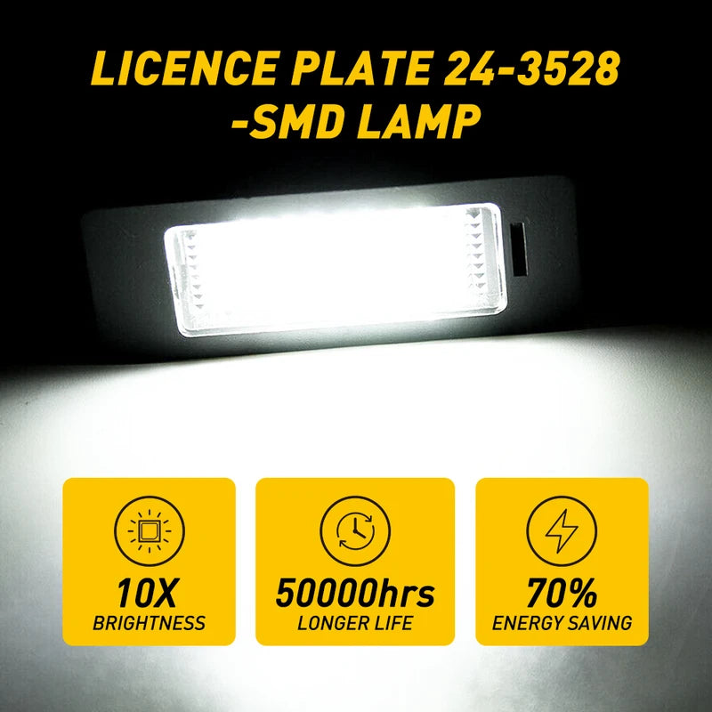 2PCS Car License Plate LED Lights for BMW E90 E92 E39 E60 E61 E70, Canbus Error Free, 24 LEDs