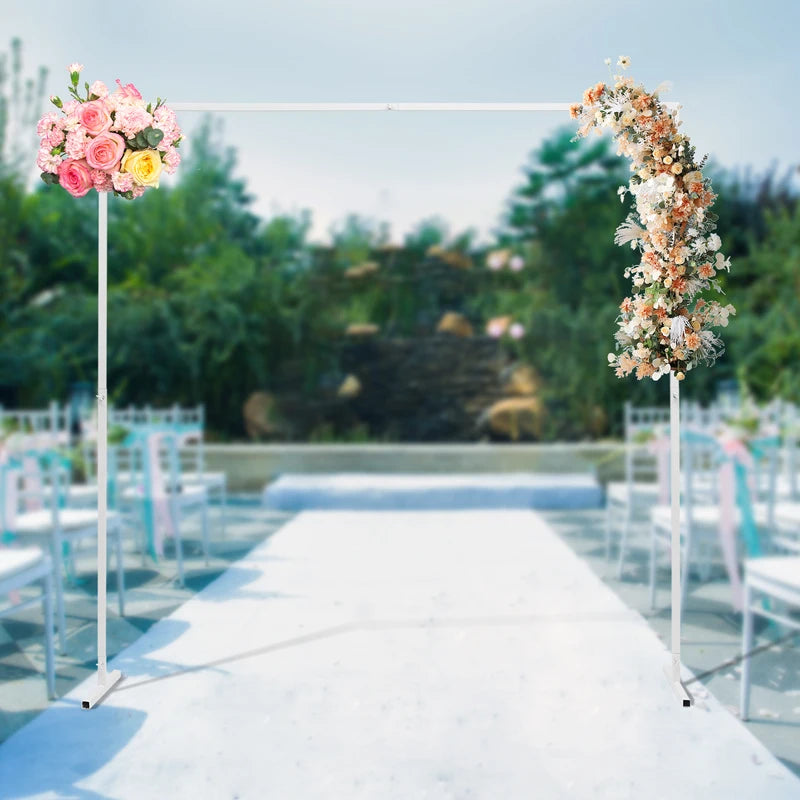 White Metal Wedding Arch Stand 2x2m Adjustable Garden Backdrop Frame