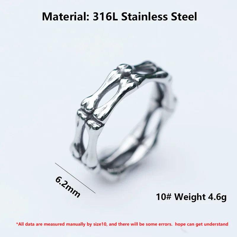 Men's Gothic Skull Punk Ring - Stainless Steel Jewelry for Women & Men