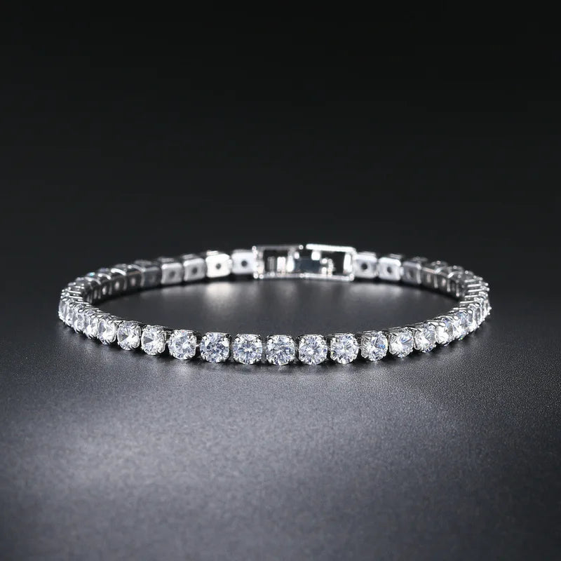 Women's Zirconia Tennis Bracelet Crystal Charm Wedding Jewelry Thin Chain